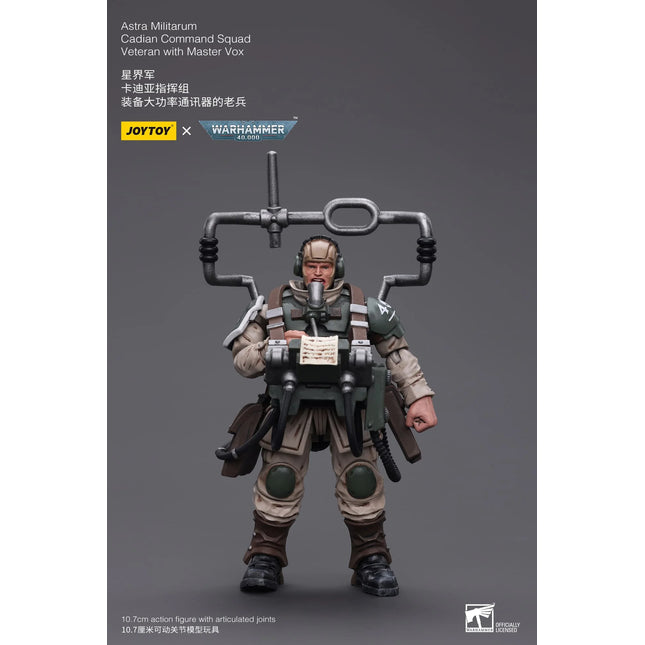 Warhammer 40K 1/18 Scale Astra Militarum Cadian Command Squad Veteran with Master Vox
