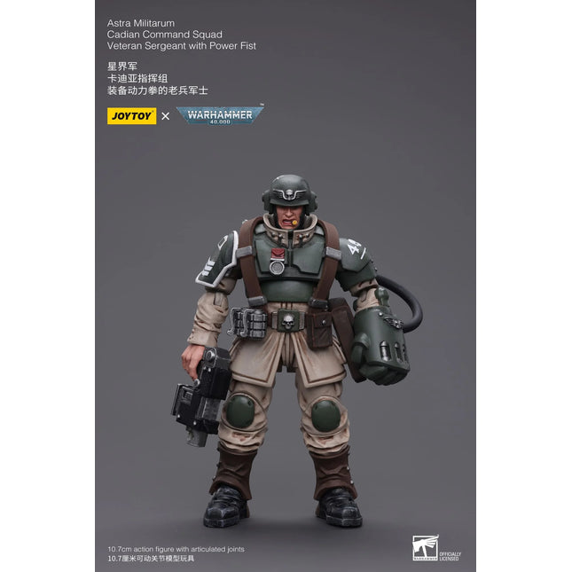 Warhammer 40K 1/18 Scale Astra Militarum Cadian Command Squad Veteran Sergeant with Power Fist
