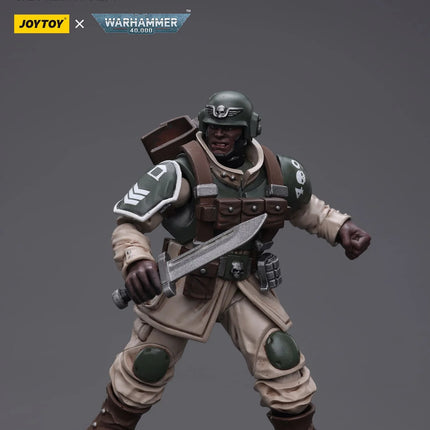 Warhammer 40K 1/18 Scale Astra Militarum Cadian Command Squad Veteran with Regimental Standard