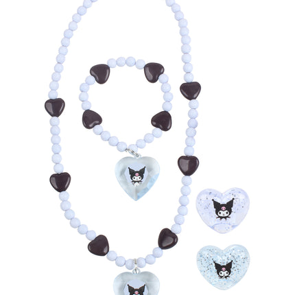 Kuromi jewelry set: 1 pearl bracelet, 1 pearl necklace and 2 rings (Release Date 09/25)