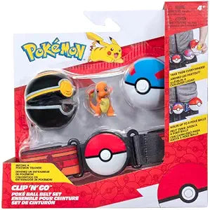 Pokemon: Clip `N` Go Poke Ball Belt Set (Charmander #1 Luxury Ball, Great Ball, and Charmander Themed Belt) W17