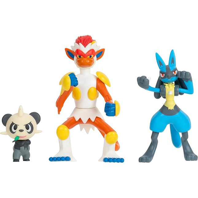 Pokemon: 3 Fighting-Type Figure Pack Asst - 4.5" Infernape, 3" Lucario, 2" Pancham