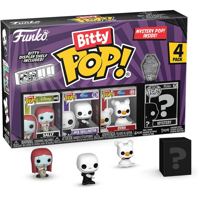 Funko Bitty POP! 4 Pack: Disney - The Nightmare Before Christmas - TNBC - Sally, Bitty POP! Jack Skellington, Bitty POP! Zero, Mystery Mini Figure