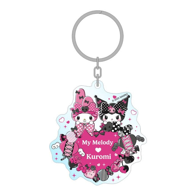 Sakami: Hello Kitty And Friends: Kuromi + My Melody Pink Black Party Keyring