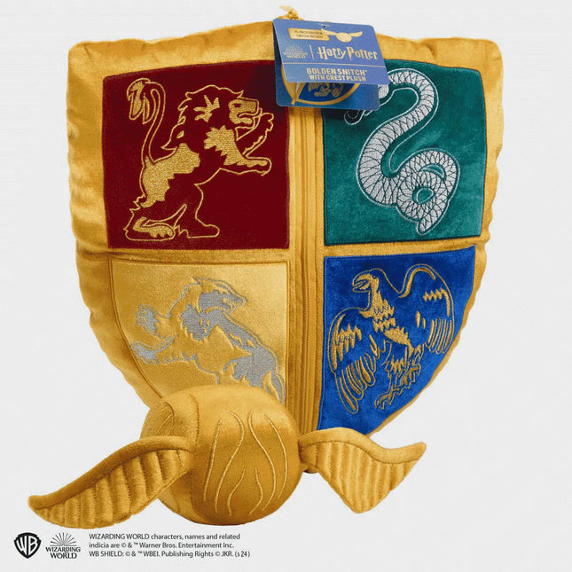 The Nobel Collection - Harry Potter: Golden Snitch with Crest Pillow Plush