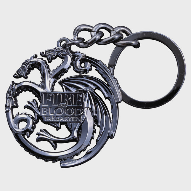 The Noble Collection - Game of Thrones: Targaryen Sigil Keychain – Gun Metal