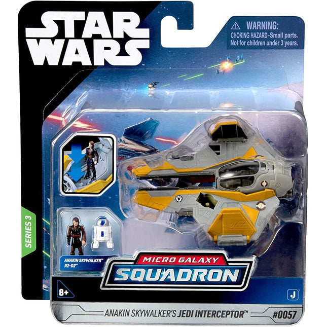 Star Wars -  Bundle (3" Vehicle & Figure + 2" Blind Vehicle & Figure) - Jedi Interceptor (Anakin Skywalker) + Scout Class Blind