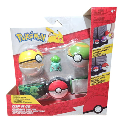 Pokemon: Clip `N` Go Poke Ball Belt Set (Bulbasaur #1 with Level Ball, Nest Ball and Bulbasaur Themed Belt) W16