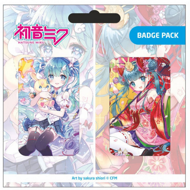 HATSUNE MIKU BADGE PACK, SET OF 2 (ART BY SAKURA SHIORI)