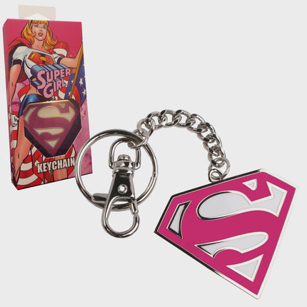 DC Supergirl Pink Logo Keychain