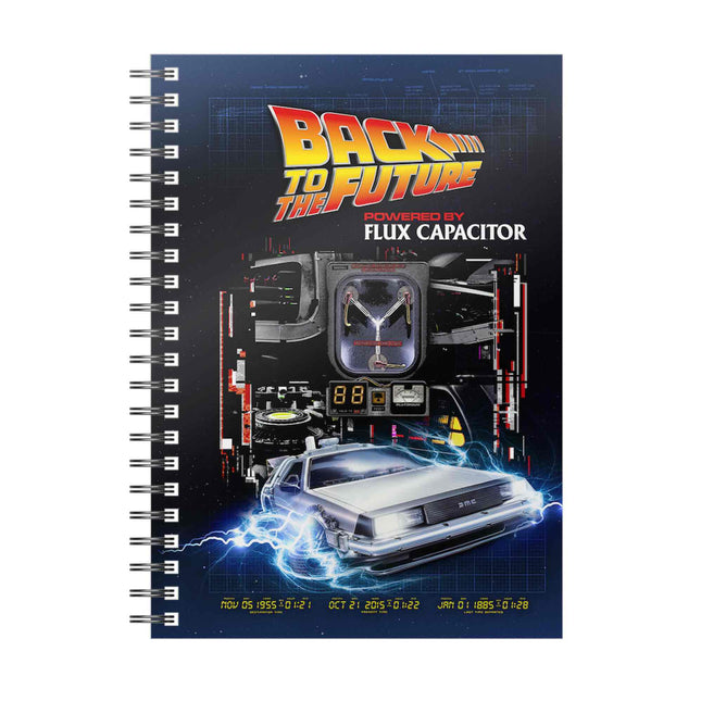 POWERED BY FLUX CAPACITOR NOTEBOOK BACK TO THE FUTURE