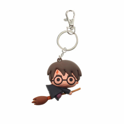 HARRY ON NIMBUS 2000 (IN BLACK ROBES) FIGURATIVE RUBBER KEYCHAIN HARRY POTTER